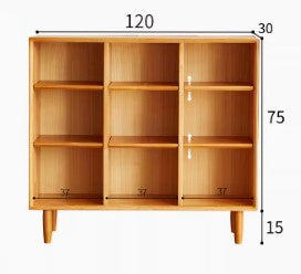 BRONCO SHERATON Scandinavian Design Low Height American Solid Wood Assorted Bookcase