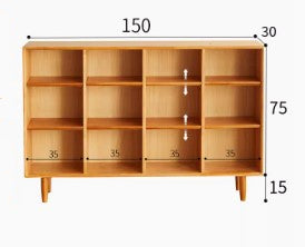 BRONCO SHERATON Scandinavian Design Low Height American Solid Wood Assorted Bookcase