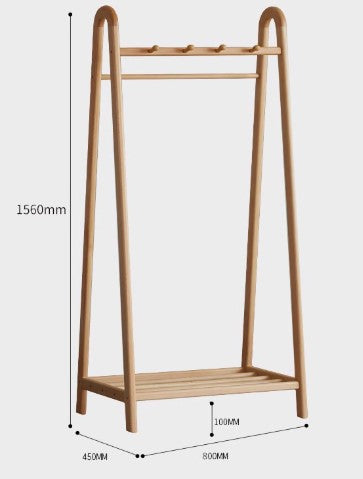 BONITA SHERATON American Solid Wood Minimalist Tall Clothing Rack Nordic Style Open Wardrobe