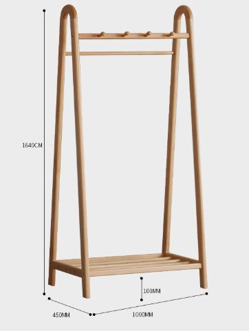 BONITA SHERATON American Solid Wood Minimalist Tall Clothing Rack Nordic Style Open Wardrobe