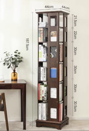 BRUNO FAIRFIELD Japandi Style American Solid Wood Rotatable Bookshelf