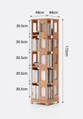 BRUNO FAIRFIELD Japandi Style American Solid Wood Rotatable Bookshelf