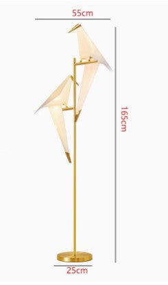BAZ FAIRFIELD Modern Metal Tall Desk Assorted Paper Bird Lamp