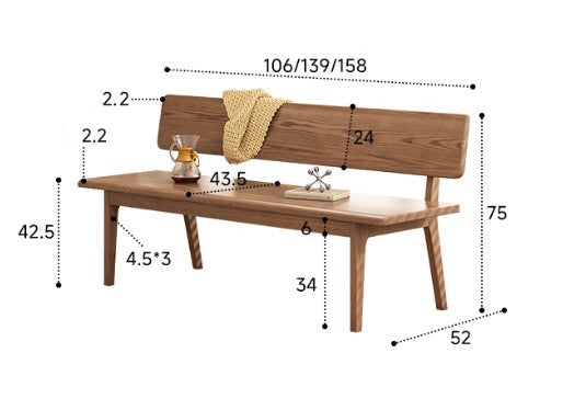 BELLONA FAIRFIELD American Solid Wood Japandi Style Multipurpose Bench
