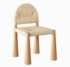 CAM HAMPTON Japandi Style American Solid Wood Off White Fabric 4 Colour Minimalistic Dining Chair