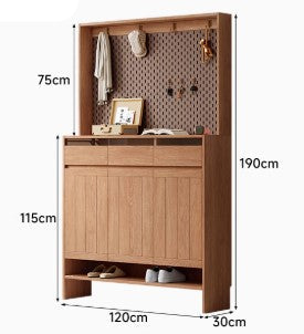 CLARISSE HAMPTON Japandi Style American Solid Perforated Board Shoe Cabinet Sideboard