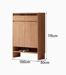 CLARISSE HAMPTON Japandi Style American Solid Perforated Board Shoe Cabinet Sideboard