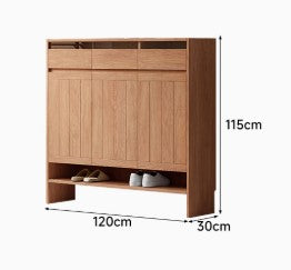 CLARISSE HAMPTON Japandi Style American Solid Perforated Board Shoe Cabinet Sideboard