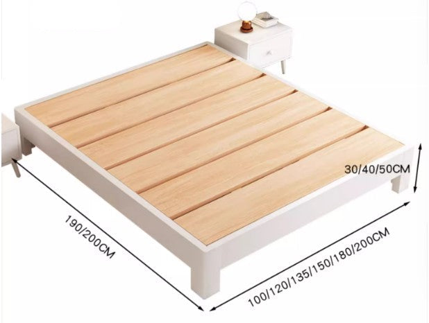 CARNIE FAIRFIELD American Solid Wood 3 Colour Multi Size Thick Slatted Flat Bed Frame Japandi Design