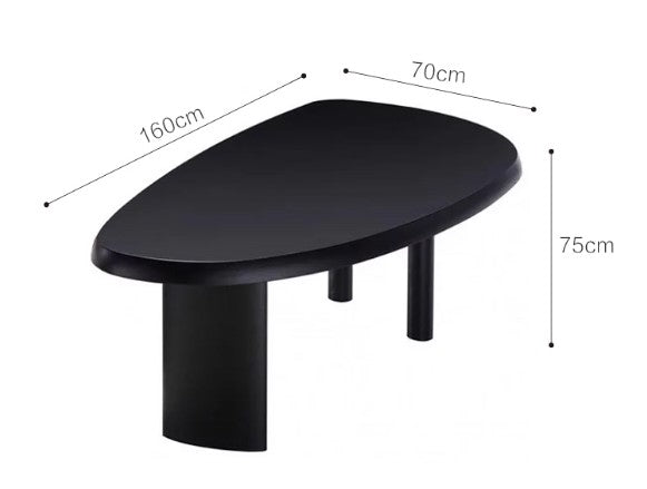 CELIA HAMPTON Wabi Sabi Japandi Style American Solid Wood Small Rounded Edge Black Dining Table