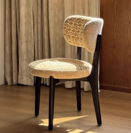 DANI SHERATON Scandinavian Style American Solid Wood Large Cotton Seat Upholstered Dining Chair