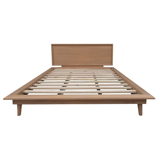 WYNHAM Boston Gatsby Teak Wood Scandinavian Japandi Platform Bed, Queen Size Natural