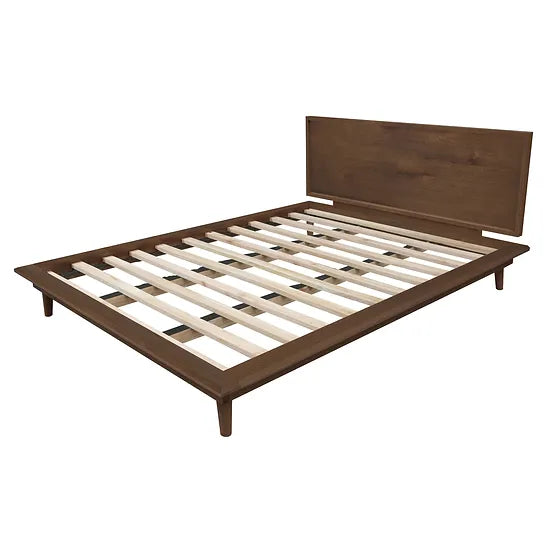 WYNHAM Boston Gatsby Teak Wood Scandinavian Japandi Platform Bed, Queen Size Natural