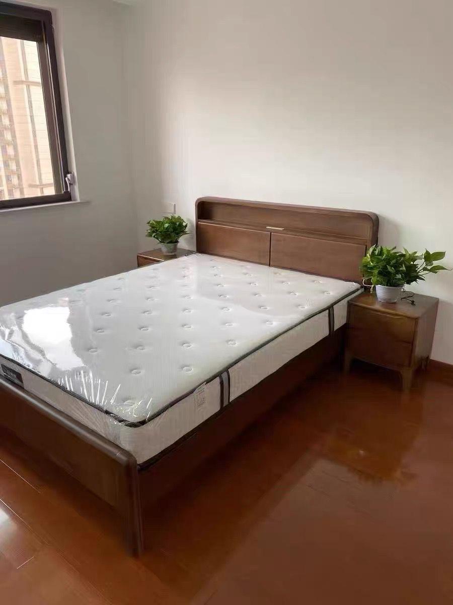 ASAPH HILTON CELINE American Solid Wood Walnut Multi Shelf Bed Frame Nordic Style Hydraulic Drawer Box Option
