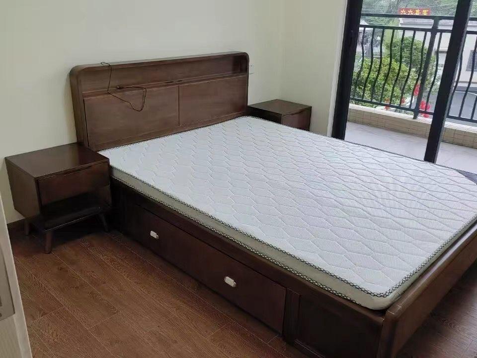ASAPH HILTON CELINE American Solid Wood Walnut Multi Shelf Bed Frame Nordic Style Hydraulic Drawer Box Option