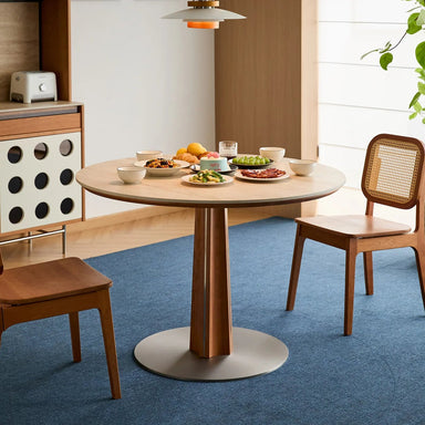 Bauhaus Cherry Wood Sintered Stone Round Dining Table PINECONE
