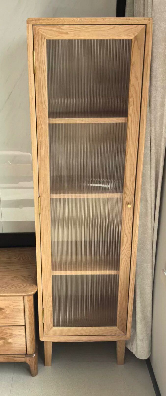 ELLE SWEDEN Glass Display Bookcase Solid Wood ( 2 Colour 2 Size )