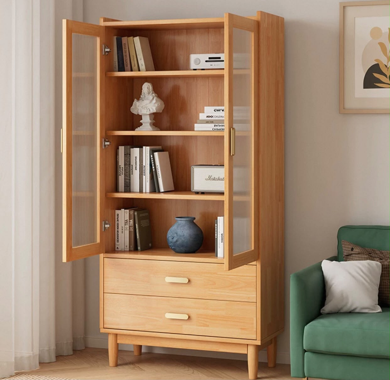 EZRA Glass Display Hutch Cabinet