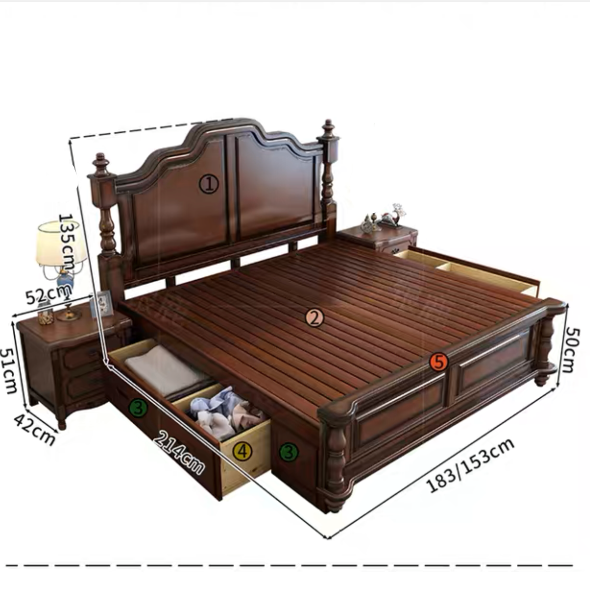 DENBY COURTYARD American Pure Solid Wood Bed Frame