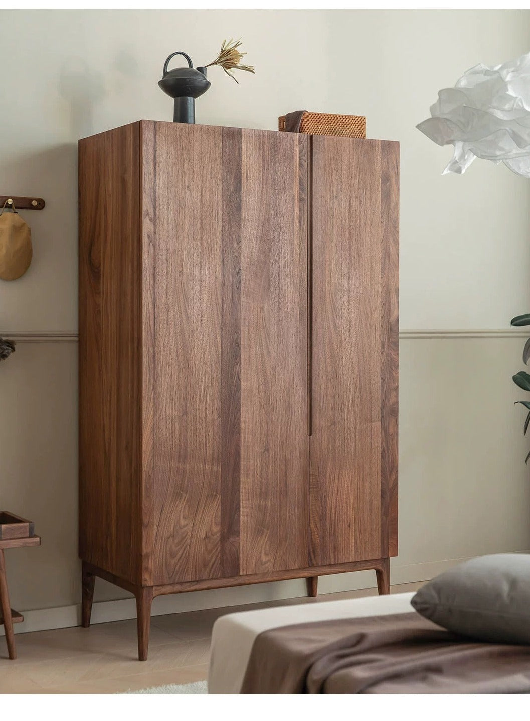 LINNEA COURTYARD Scandinavian Italian Dark Walnut Solid Wood Wardrobe