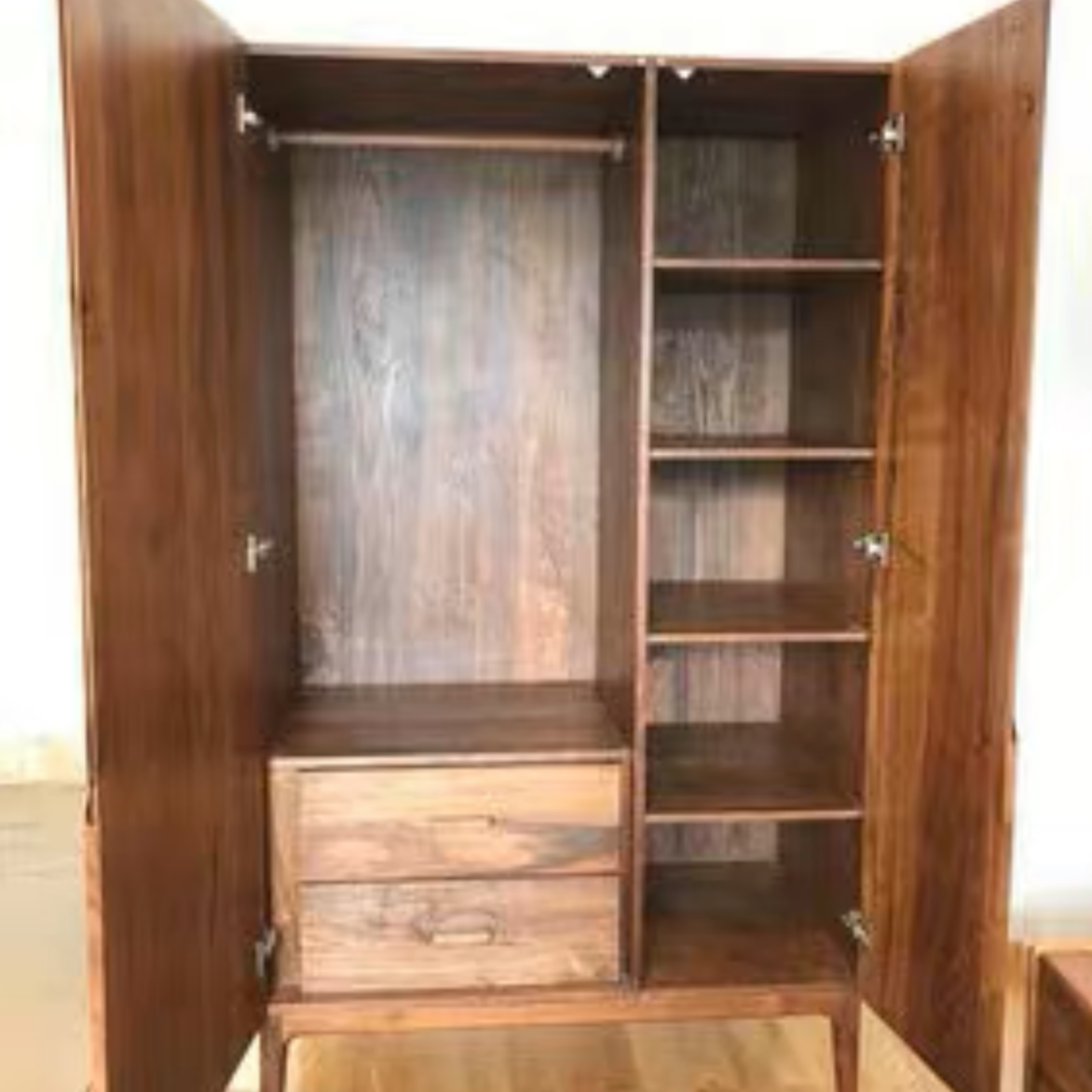 LINNEA COURTYARD Scandinavian Italian Dark Walnut Solid Wood Wardrobe