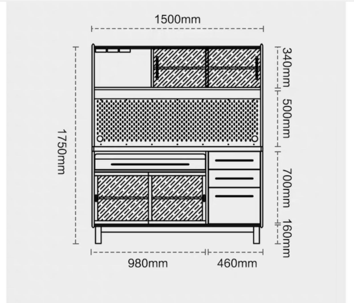 JANSEN COURTYARD Scandinavian Japanese Solid Wood Sideboard Kitchen Cabinet