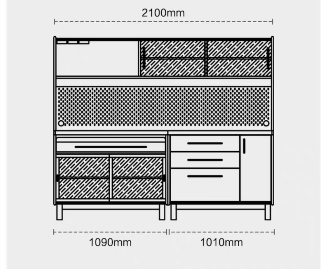 JANSEN COURTYARD Scandinavian Japanese Solid Wood Sideboard Kitchen Cabinet