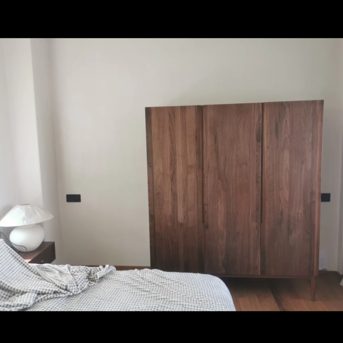 LINNEA COURTYARD Scandinavian Italian Dark Walnut Solid Wood Wardrobe