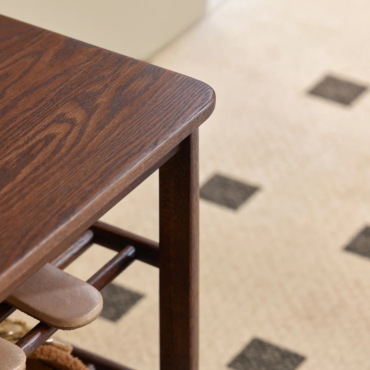 Japandi Oak Wood Shoe Shelf FUJI WALNUT