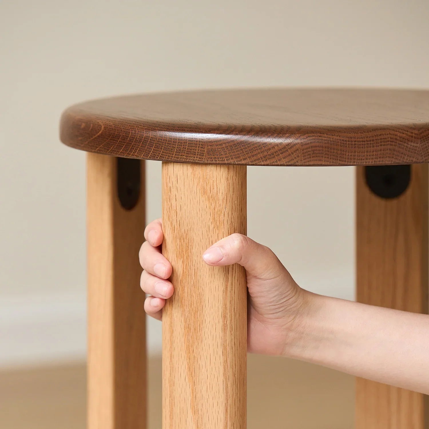 Scandinavian Oak Wood Stackable Stool With Wheels FRIDAY