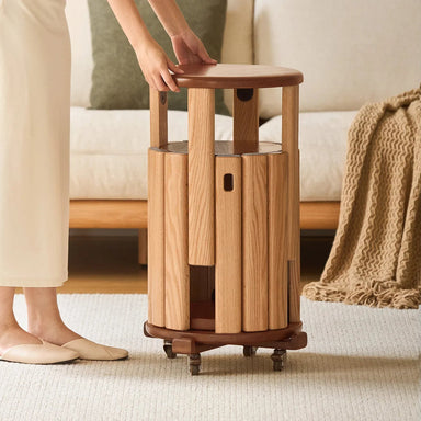 Scandinavian Oak Wood Stackable Stool With Wheels FRIDAY