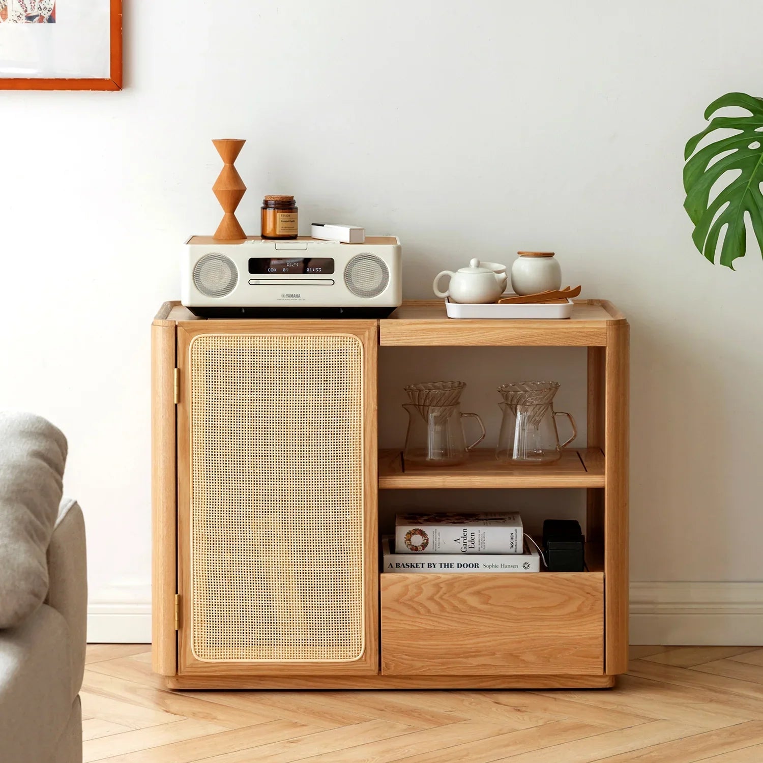 Scandinavian Oak Wood Wheel Tea Side Table VINE