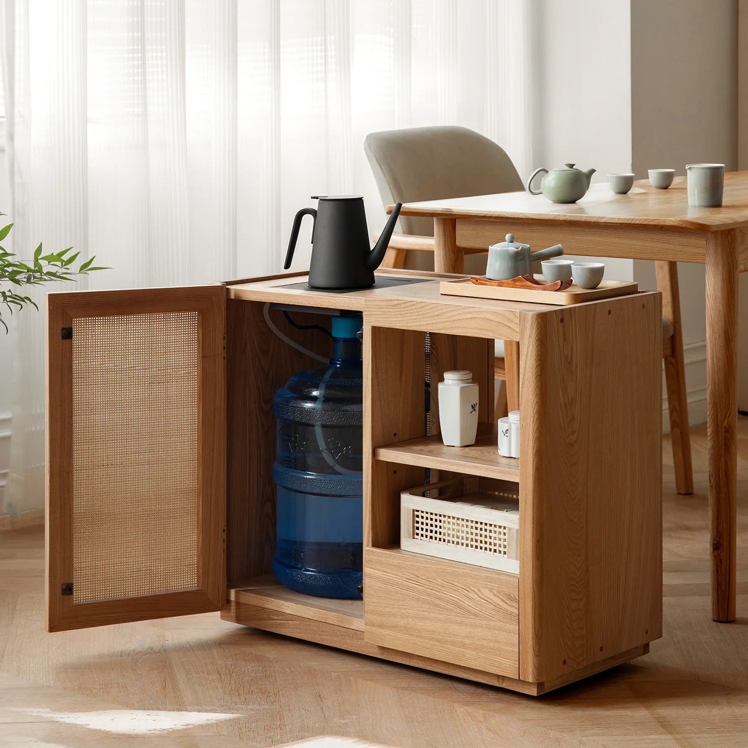 Scandinavian Oak Wood Wheel Tea Side Table VINE