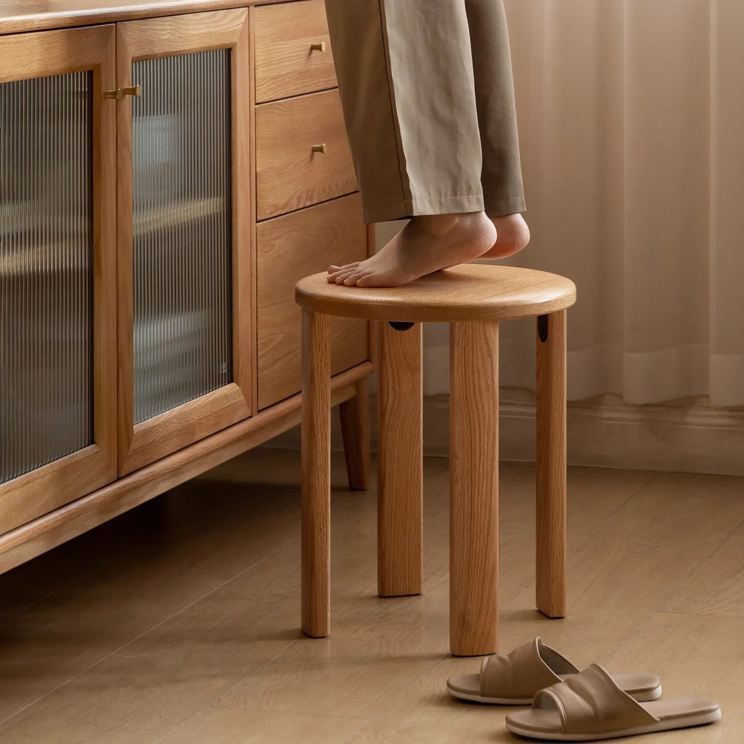 Scandinavian Rubber Wood Stackable Stool With Wheels FRIDAY