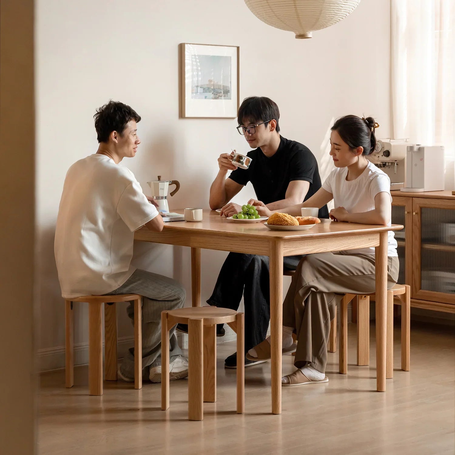 Scandinavian Rubber Wood Stackable Stool With Wheels FRIDAY