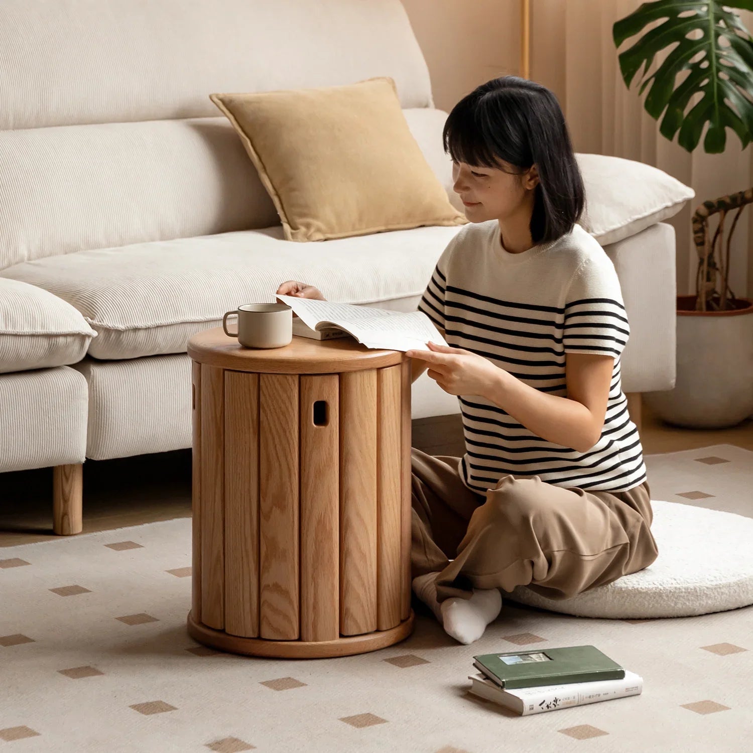 Scandinavian Rubber Wood Stackable Stool With Wheels FRIDAY