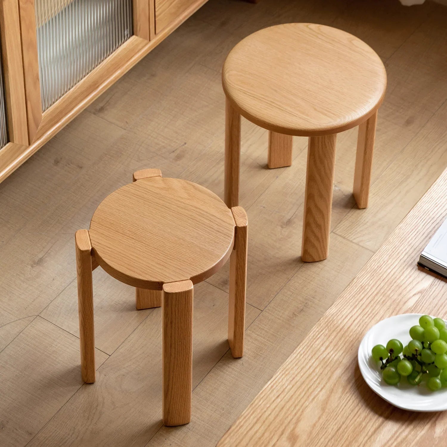 Scandinavian Rubber Wood Stackable Stool With Wheels FRIDAY