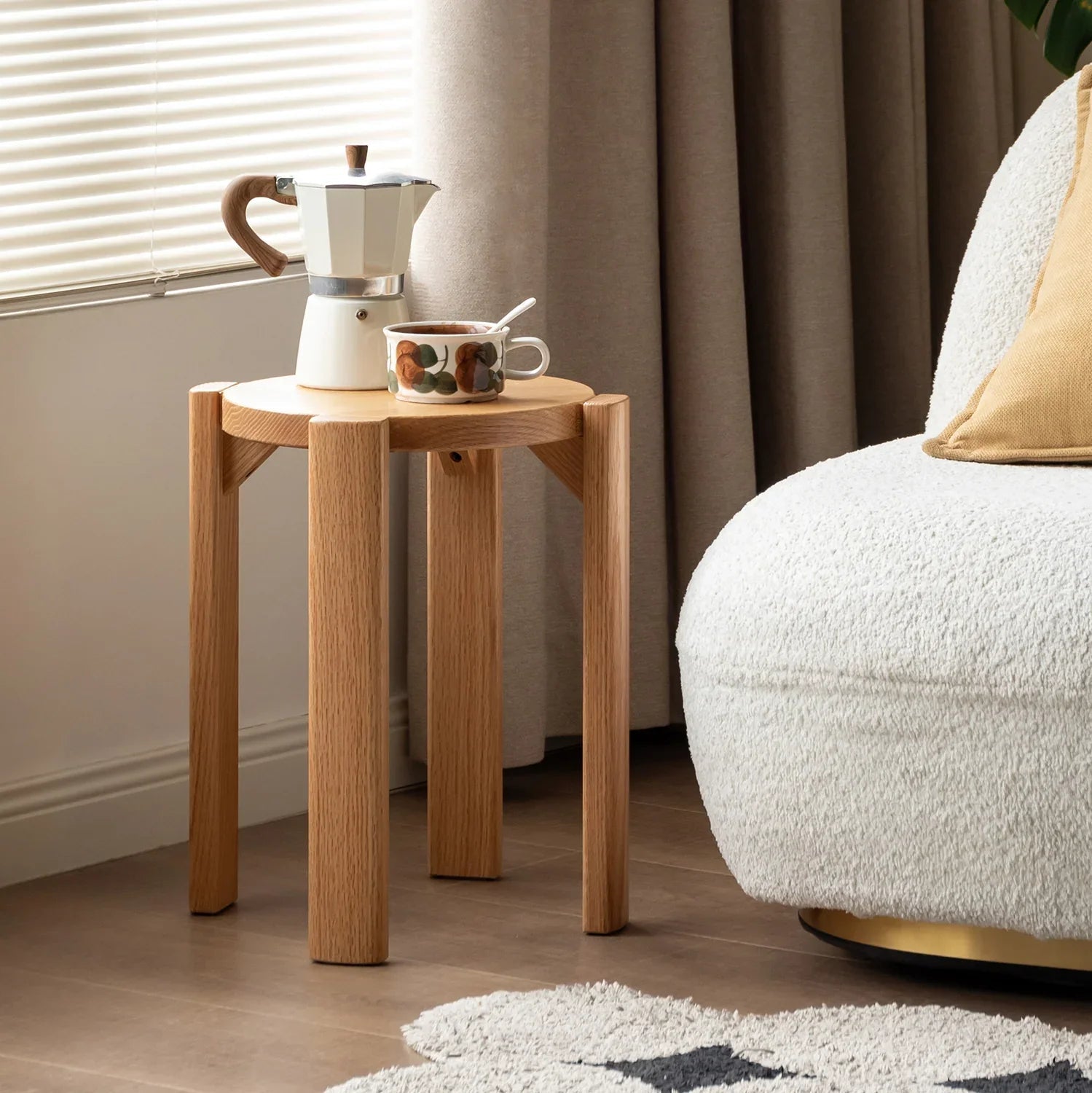 Scandinavian Rubber Wood Stackable Stool With Wheels FRIDAY