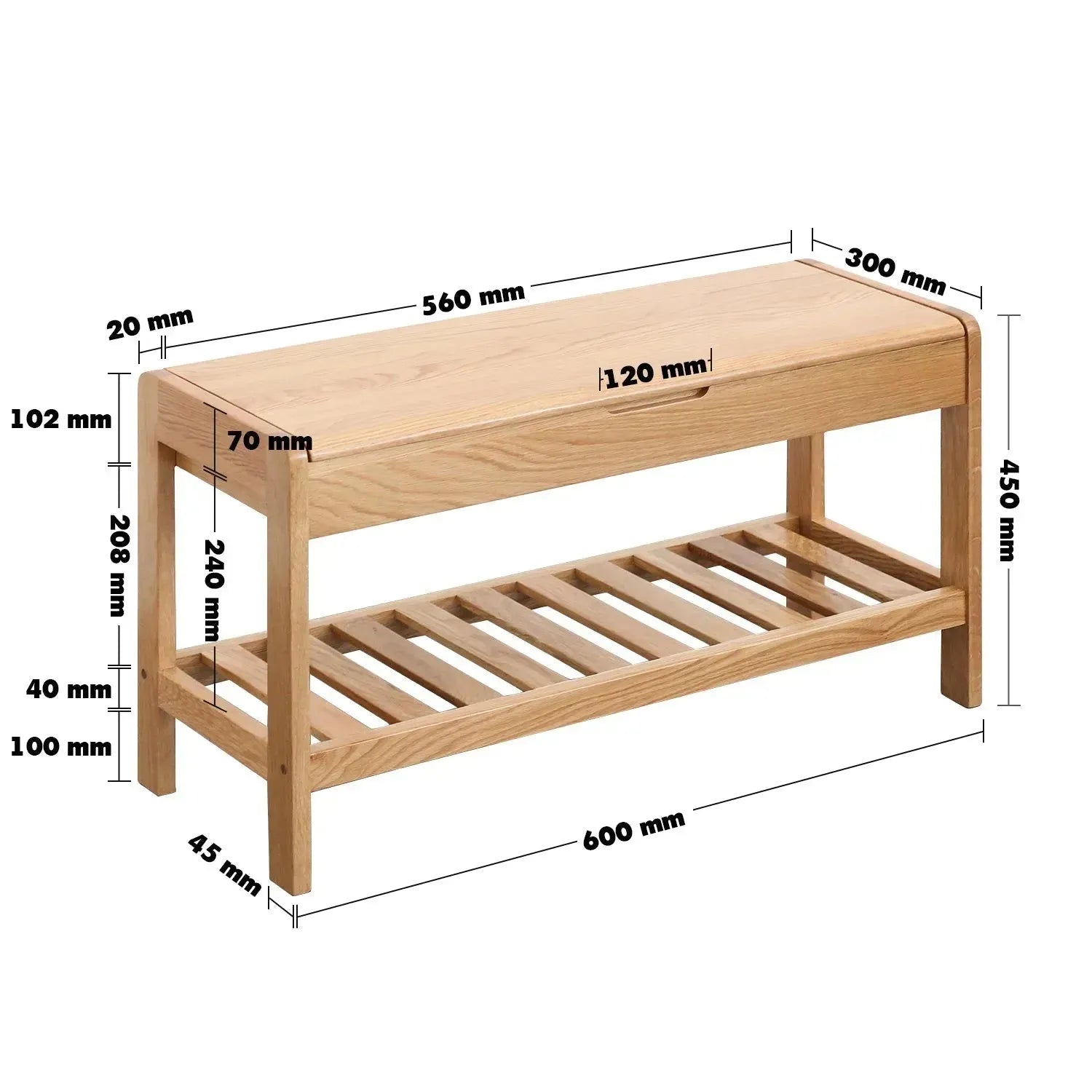 Scandinavian Wood Footstool NORWAY
