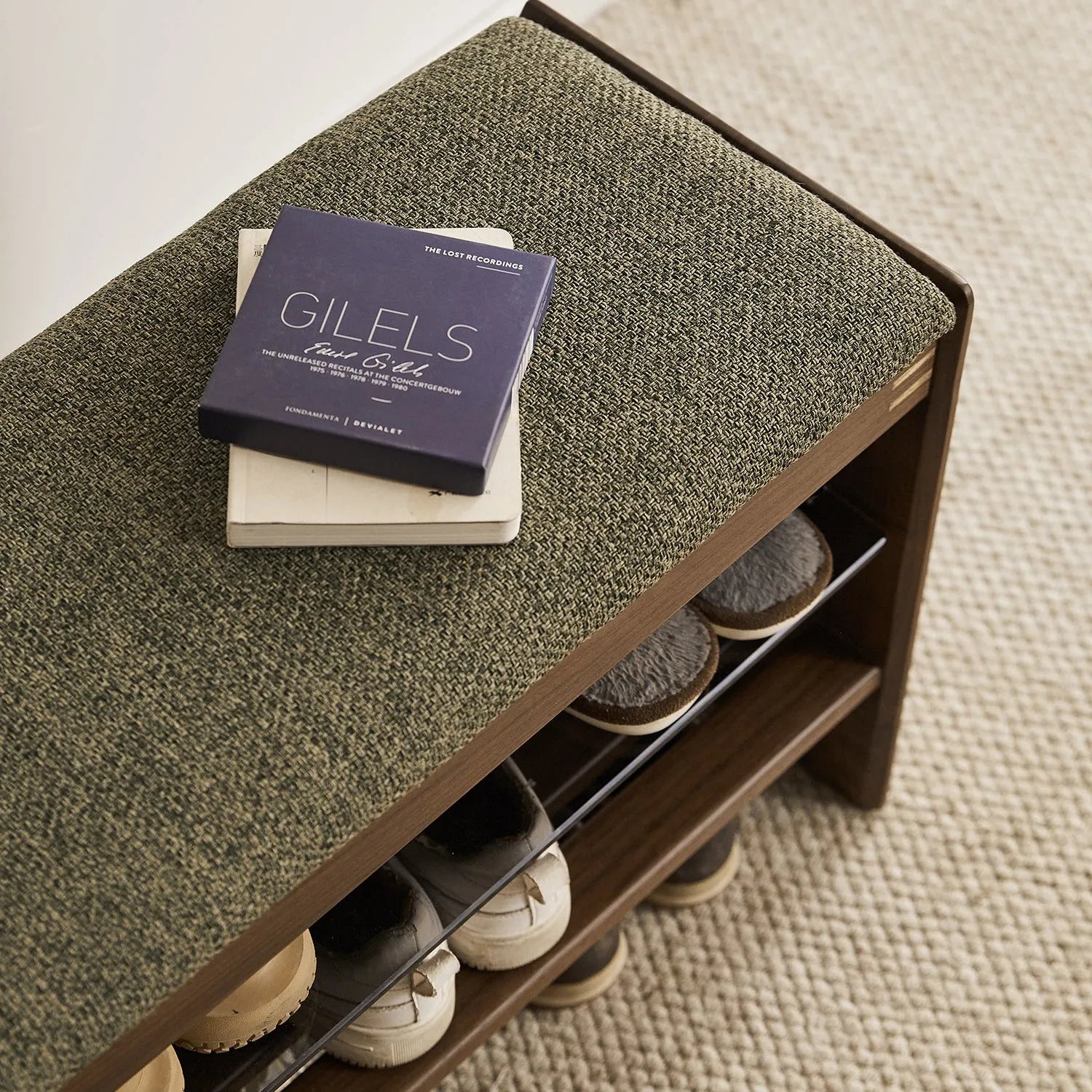 Japandi Walnut Wood Shoe Changing Bench DAWN