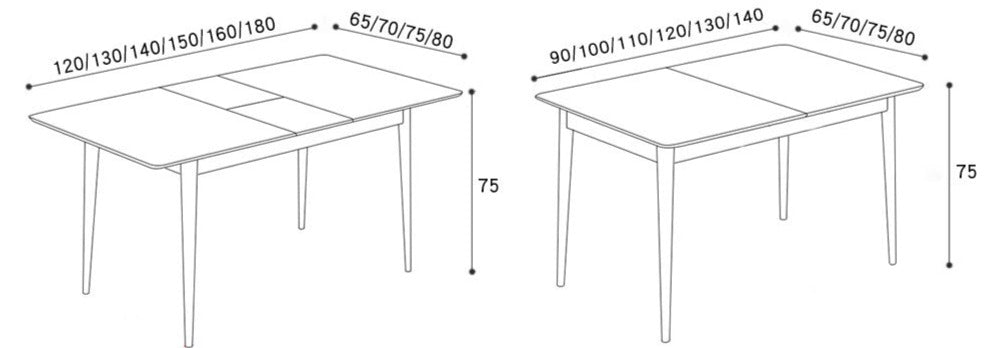 INGRAHAM HAMPTON Scandinavian Solid Wood Assorted Extendable Dining Table