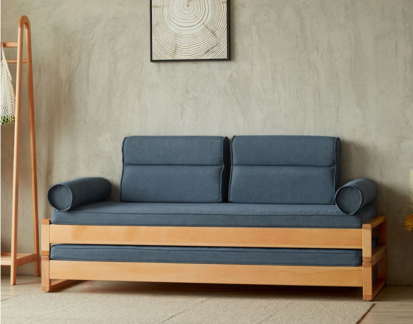 BOOTH SHERATON Scandinavian Japanese Solid Wood Stackable Sofa Bed ...