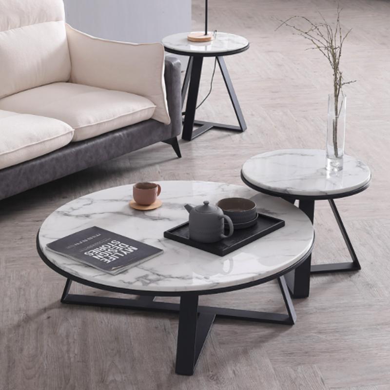 ELEANOR Round Oval Marble Coffee Table Set