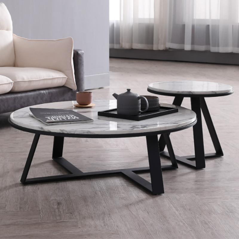 ELEANOR Round Oval Marble Coffee Table Set