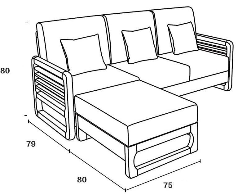 ARIA Luxury Scandinavian Sofa Solid Wood Nordic Style ( Walnut / Natural Color , 10 Combination Set )