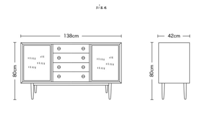 ALLISON Rattan Buffet Sideboard Cabinet ( Choice of 2 Color Natural / Walnut )