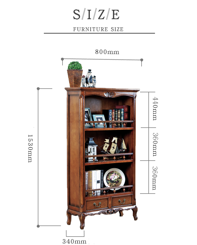 Brooklyn New York Sheraton Bookcase American Retro Bookshelf Solid Wood