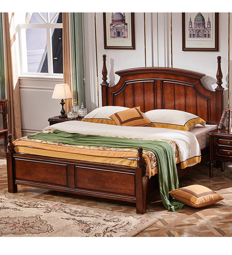 DAISY Boston Hilton Bed with carvings ( Mahogany Colour )