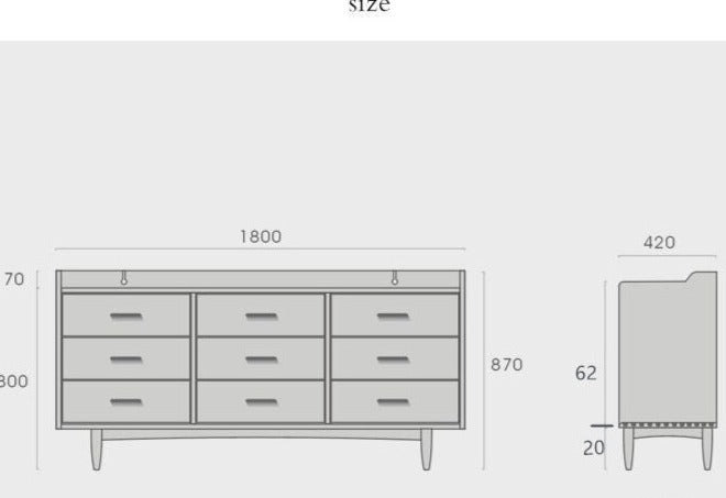 DANIELLA Nordic Hardwood 9 Drawers Sideboard Cabinet