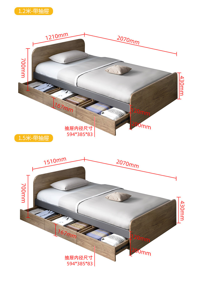 ELIAS Solid Wood Single / Queen Bed 1 /1.2 / 1.5 m